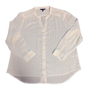 Banana Republic Sheer White Button-Down Blouse